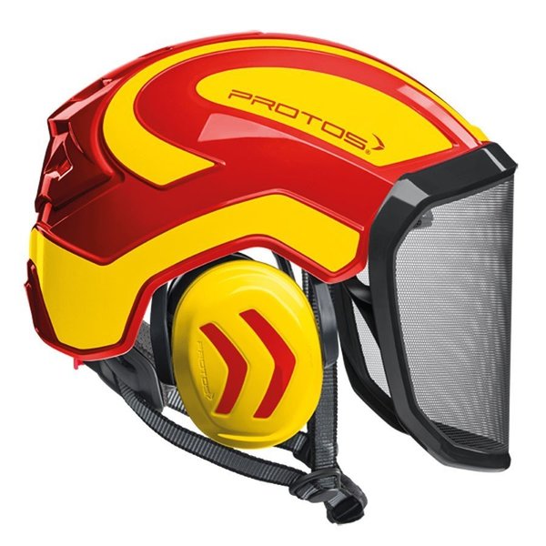 Pfanner Protos Integral ARBORIST Helmet - Red & Neon Yellow PROTOS-RY